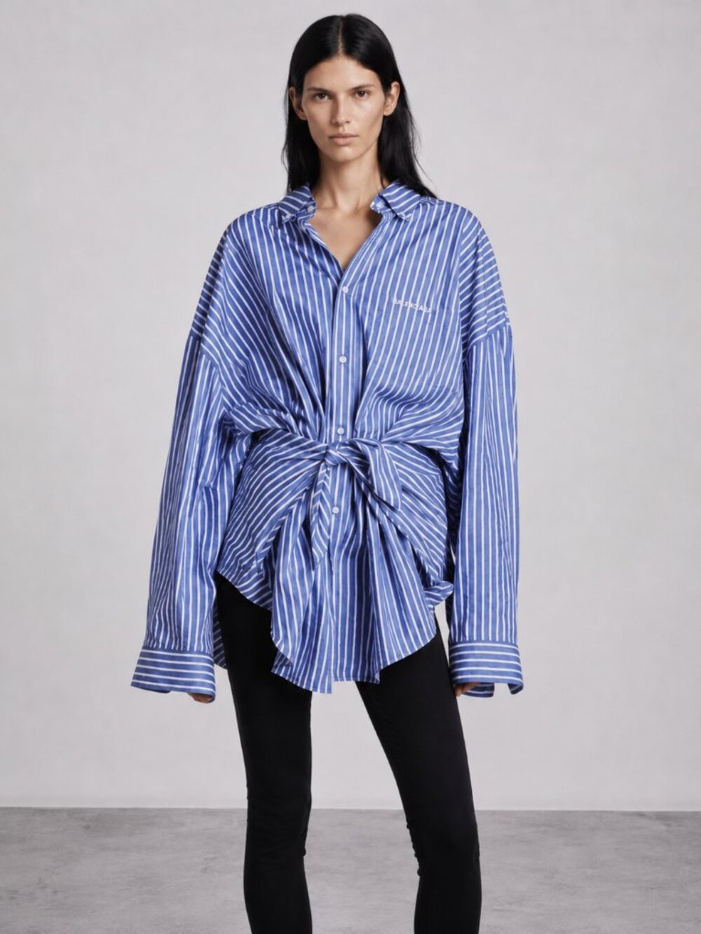 NWT Balenciaga Runway Unisex Striped Oversized Poplin Shirt Size 3 $1,350
